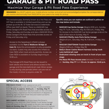Garage & Pit Pass Know Before You Go